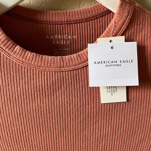 American Eagle Girls Ribbed Tee | XS | Muted Rose | New With Tags - Picture 2 of 7